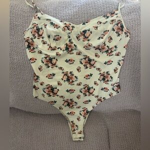 Wild Fable Floral Bodysuit - Cream and Pink